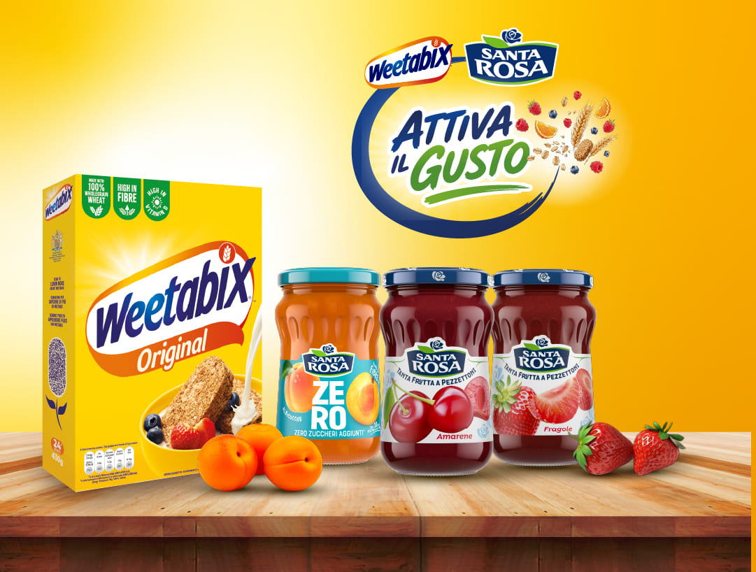 Banner del concorso Attiva il Gusto: acquista un prodotto Weetabix o Santa Rosa e prova a vincere uno dei 33 frullatori portatili nutribullet o il voucher sport/benessere dell'estrazione finale
